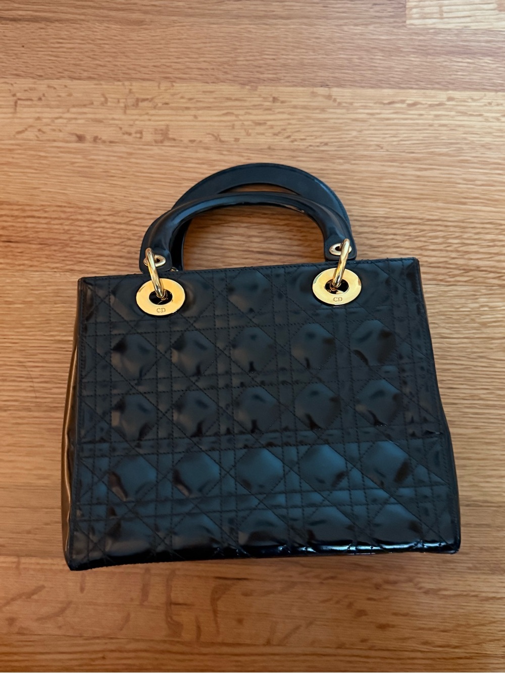 Dior Dark Brown Medium Lady Dior Bag with Gold Hardware